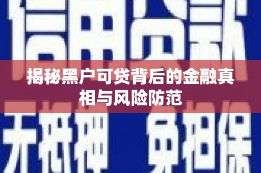 莱城揭秘黑户可贷背后的金融真相与风险防范