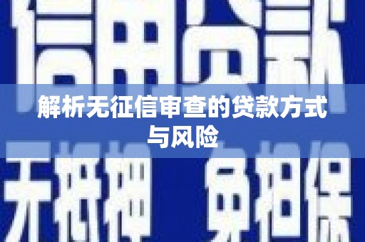 莱城解析无征信审查的贷款方式与风险